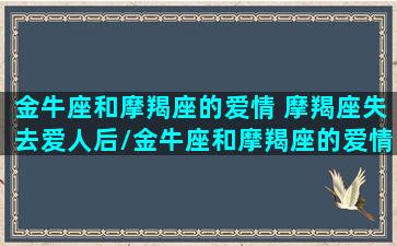 金牛座和摩羯座的爱情 摩羯座失去爱人后/金牛座和摩羯座的爱情 摩羯座失去爱人后-我的网站